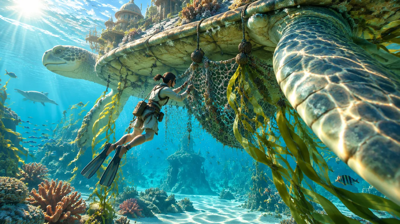 Penyelam menambal jaring di bawah Kelpmother.